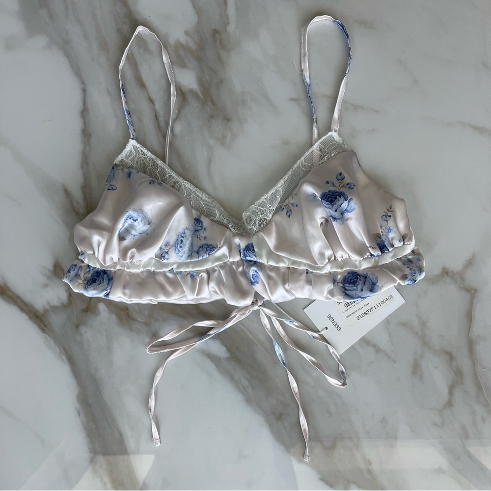 NWT Danielle Guizio Sweet Rose Satin Bralette Small